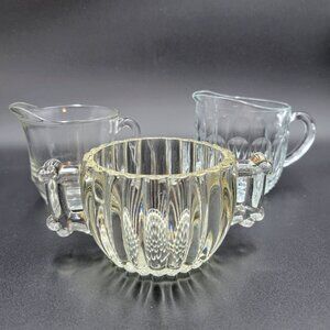 Vintage Creamers Syrup Pitchers Condiment And Sugar Bowl Servers Clear Glass